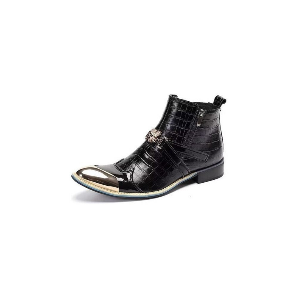 Bottes Pour Hommes Habillées Luxe Cuir Crocodile - Noir