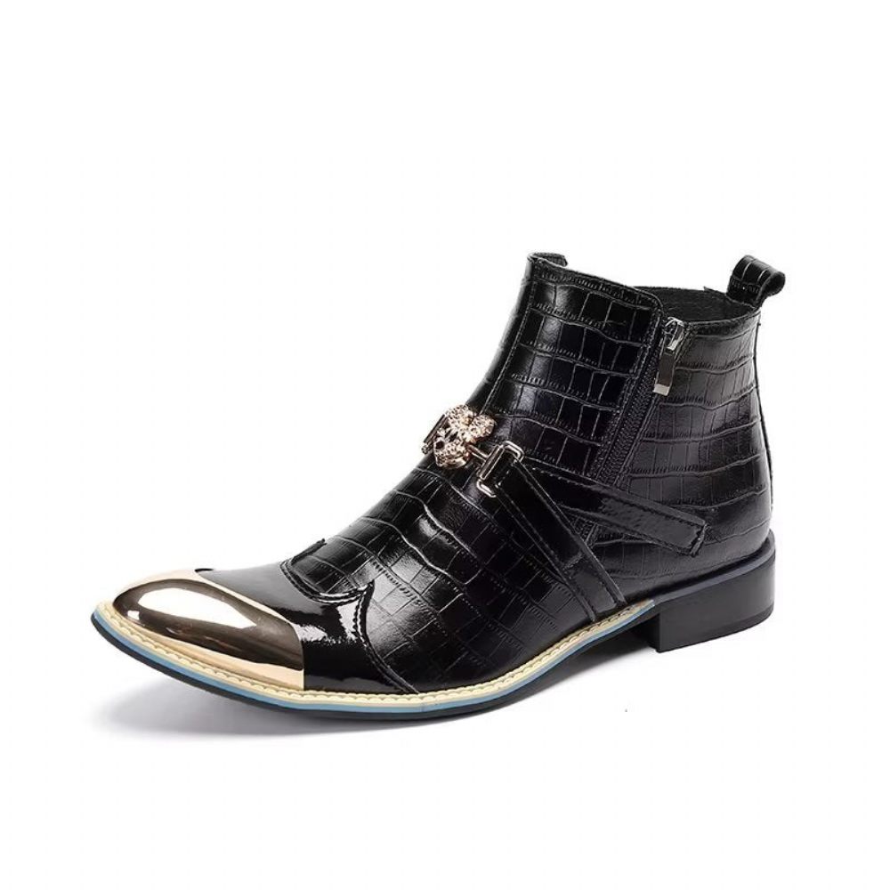 Bottes Pour Hommes Habillées Luxe Cuir Crocodile - Noir