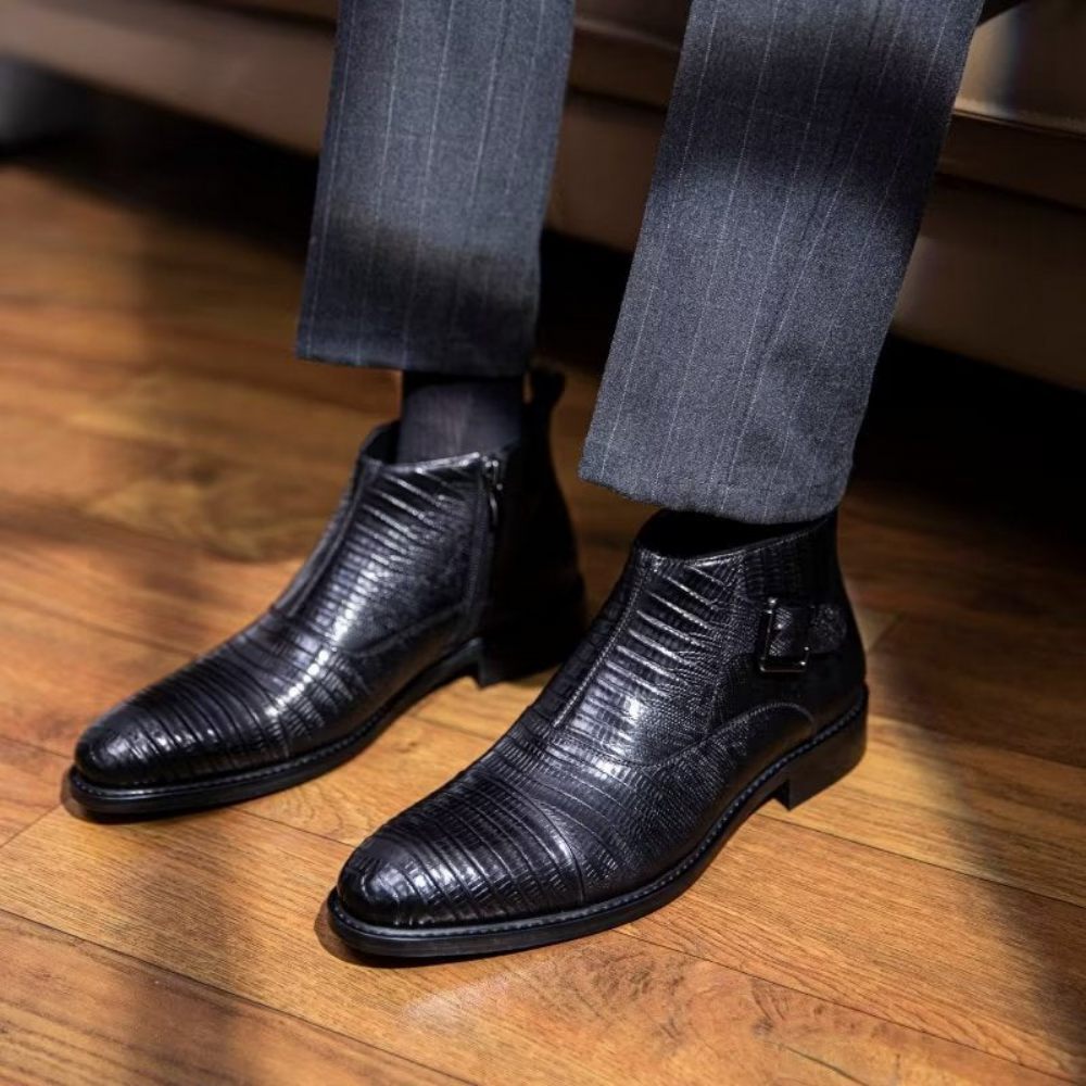 Bottes Pour Hommes Habillées Luxe Cuir Exotique - Noir