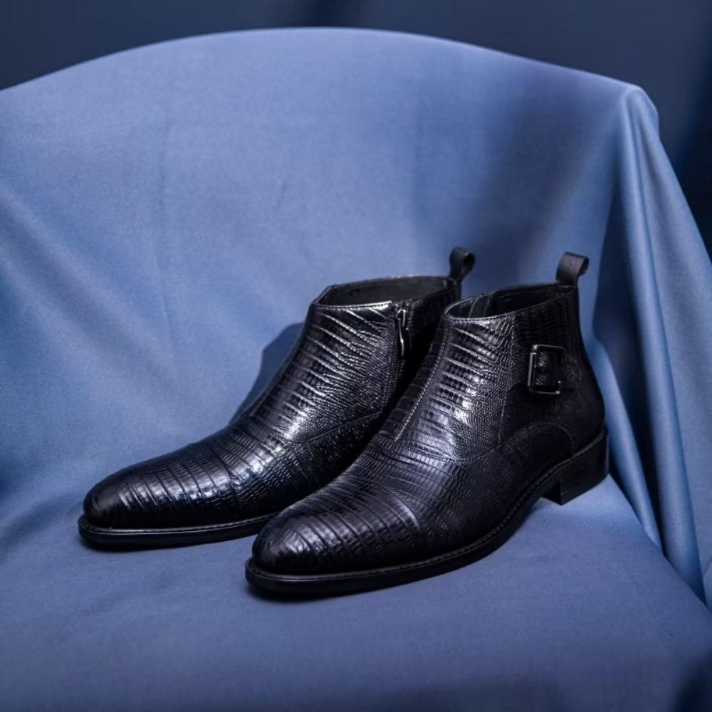 Bottes Pour Hommes Habillées Luxe Cuir Exotique - Noir