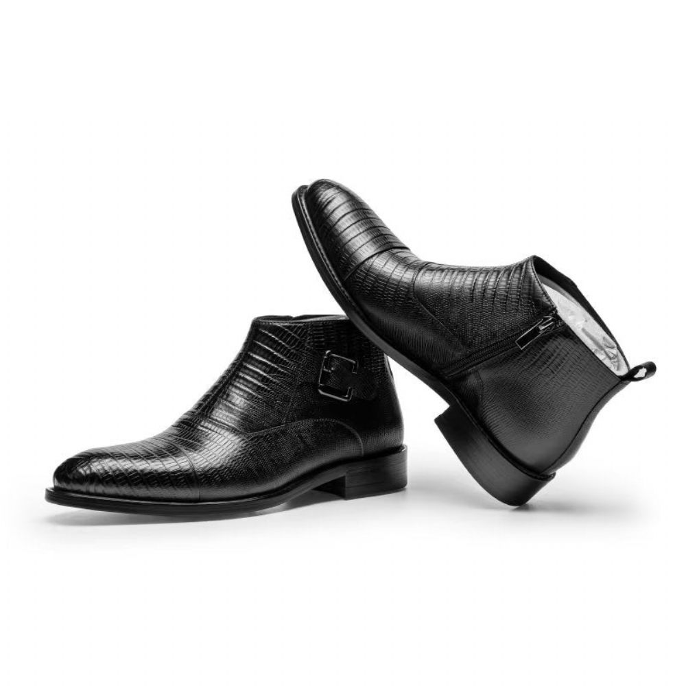 Bottes Pour Hommes Habillées Luxe Cuir Exotique - Noir