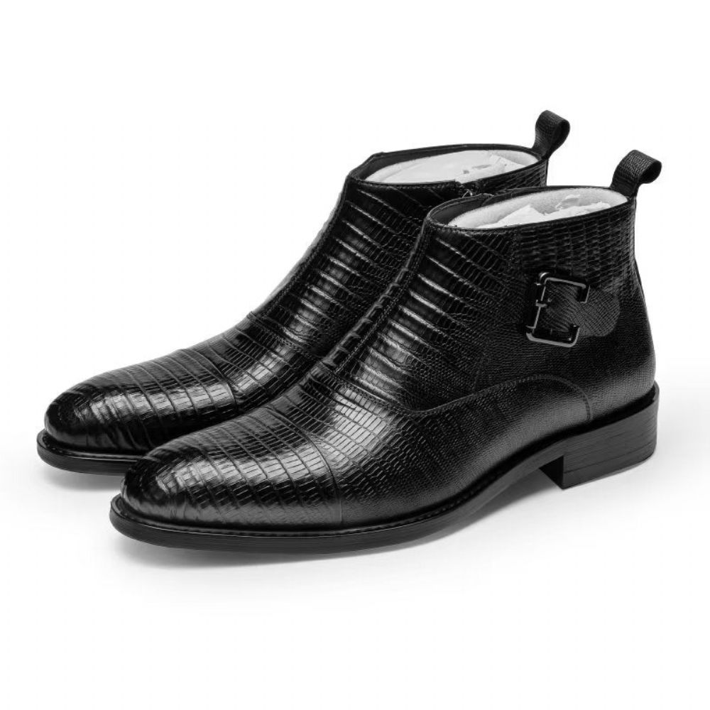 Bottes Pour Hommes Habillées Luxe Cuir Exotique - Noir