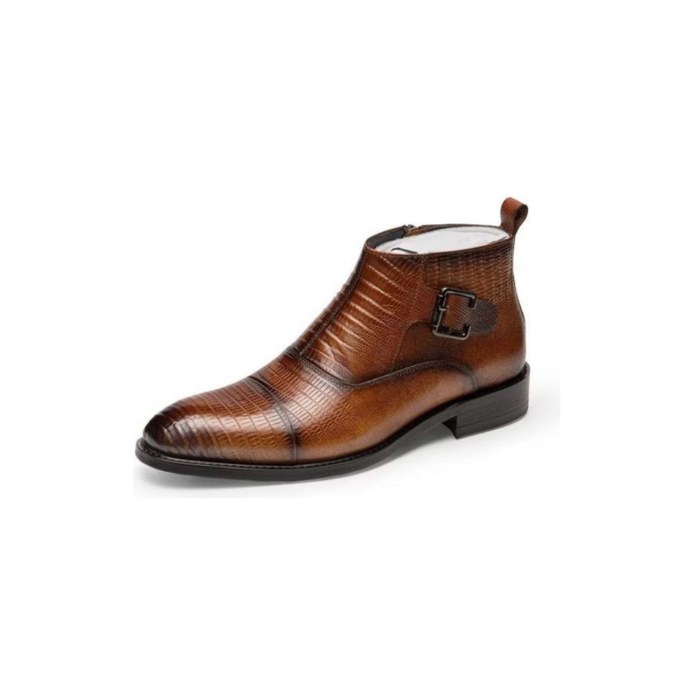 Bottes Pour Hommes Habillées Luxe Cuir Exotique - Café