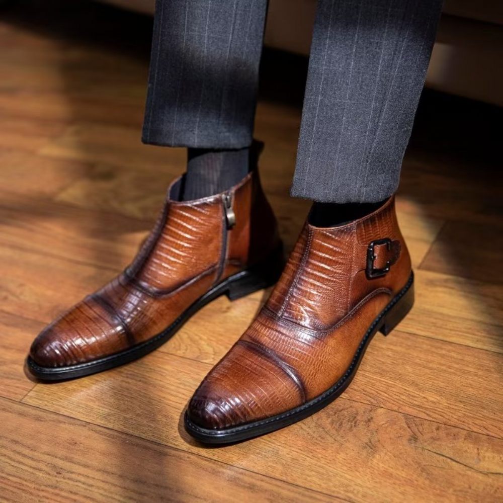 Bottes Pour Hommes Habillées Luxe Cuir Exotique - Café