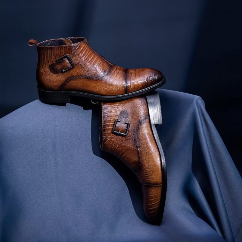 Bottes Pour Hommes Habillées Luxe Cuir Exotique - Café