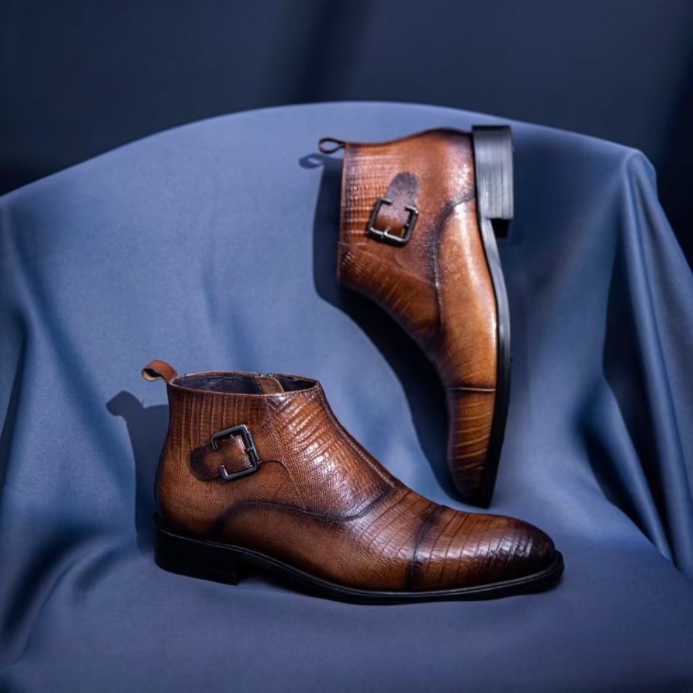 Bottes Pour Hommes Habillées Luxe Cuir Exotique - Café