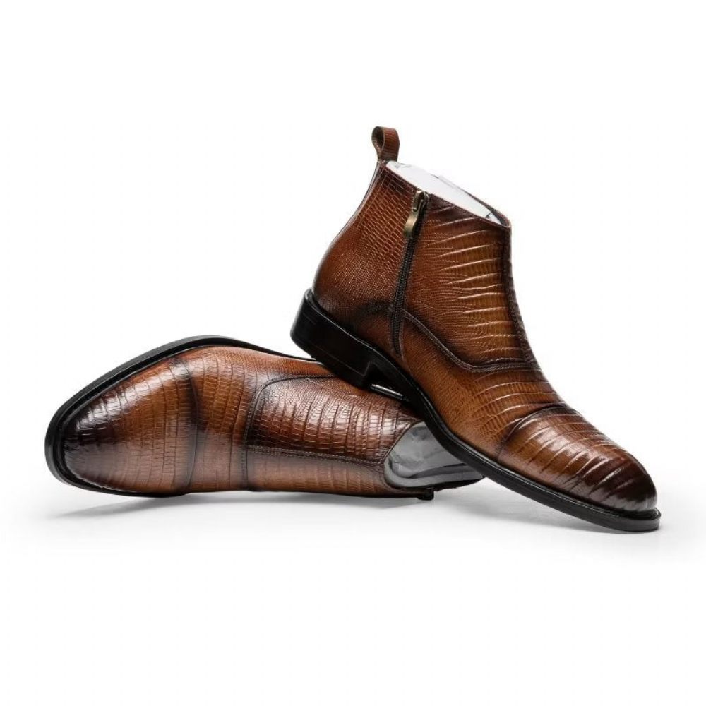 Bottes Pour Hommes Habillées Luxe Cuir Exotique - Café