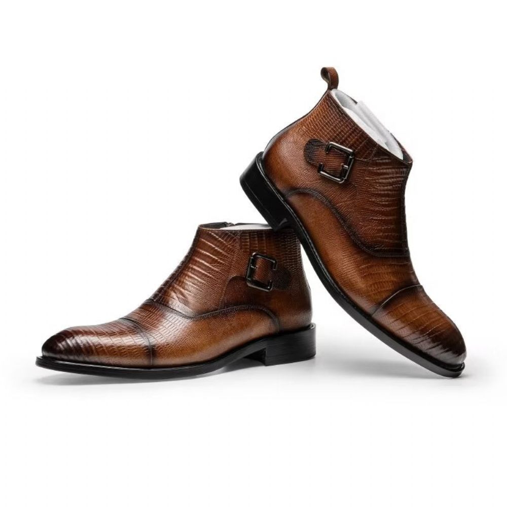 Bottes Pour Hommes Habillées Luxe Cuir Exotique - Café