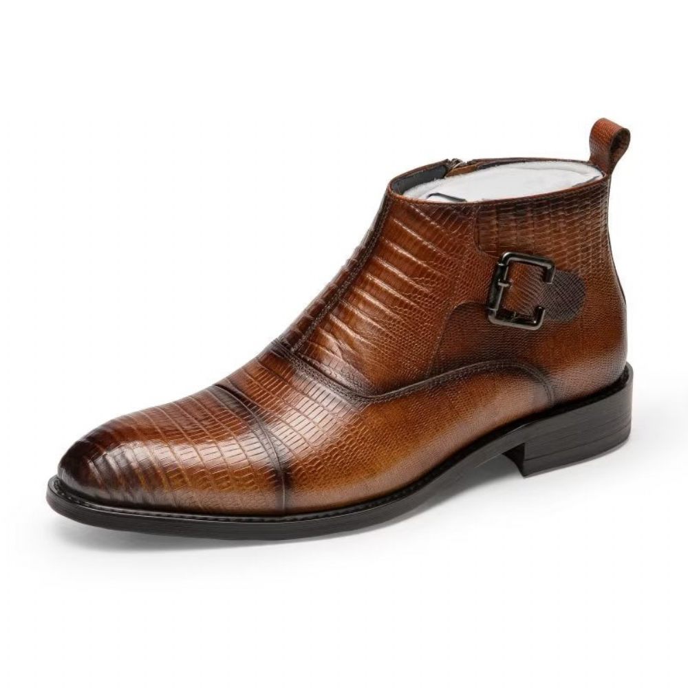 Bottes Pour Hommes Habillées Luxe Cuir Exotique - Café