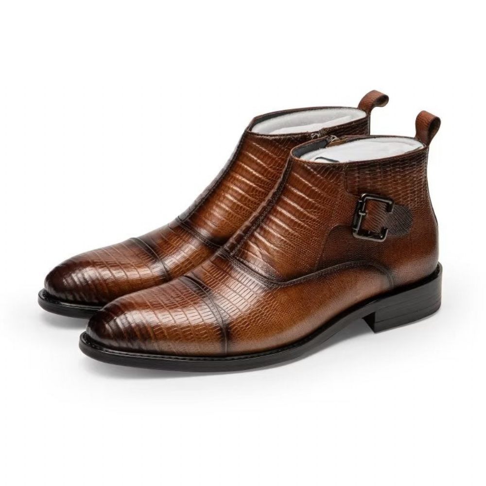 Bottes Pour Hommes Habillées Luxe Cuir Exotique - Café