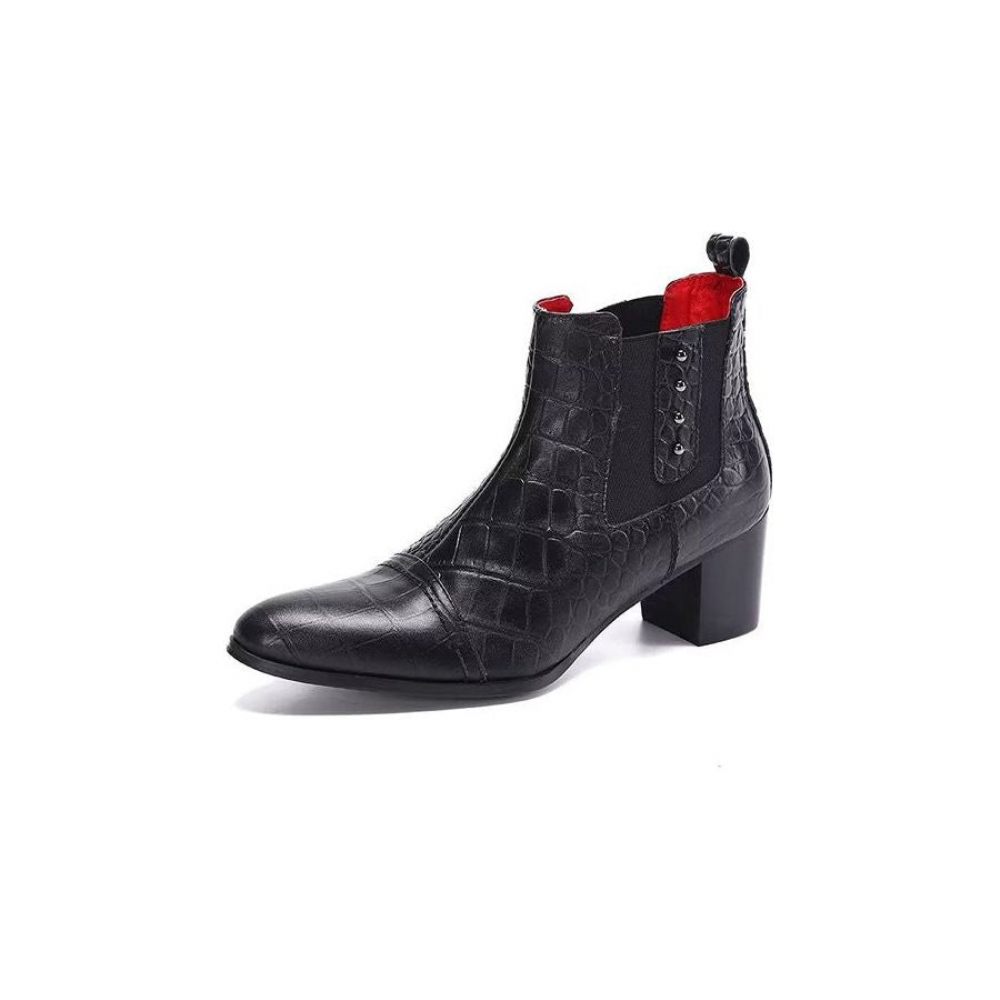 Bottes Pour Hommes Habillées Luxe Cuir Gaufré Croco