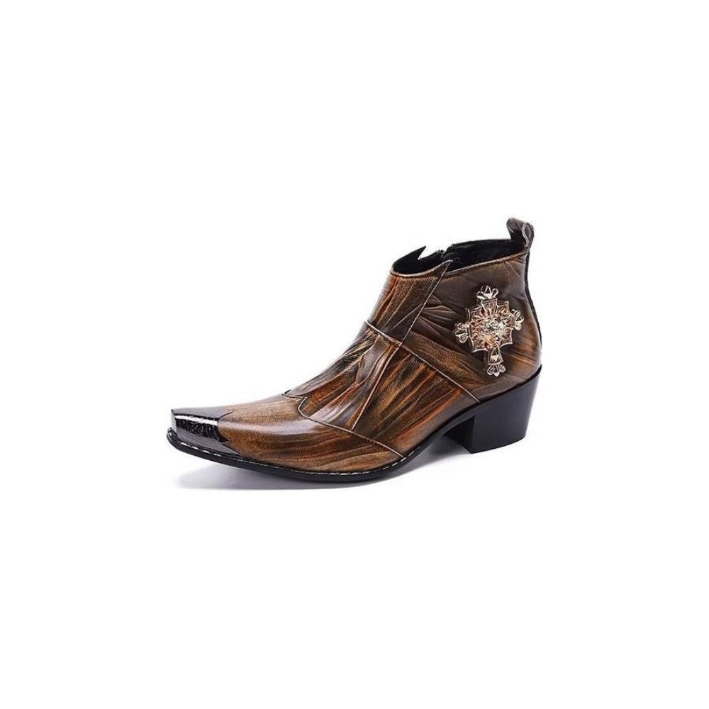 Bottes Pour Hommes Habillées Luxe Cuir À Motifs Exotiques