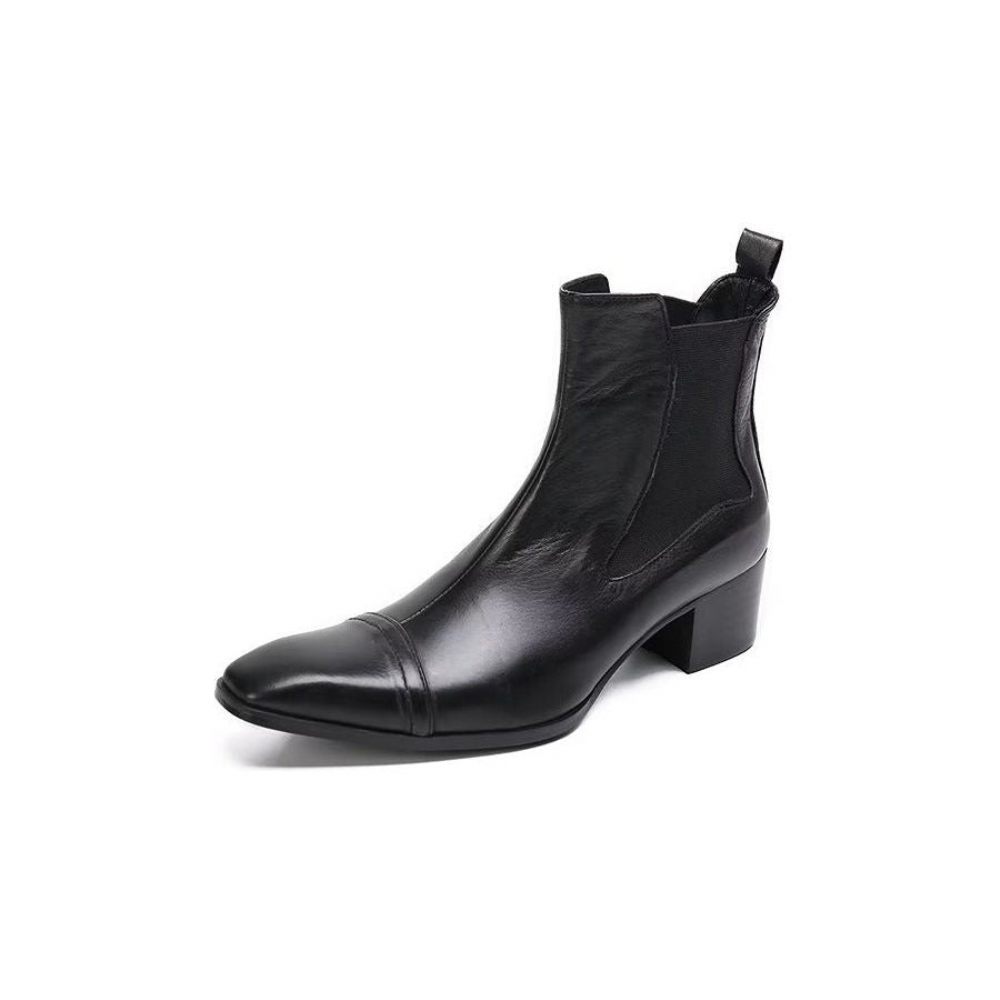 Bottes Pour Hommes Habillées Luxe Cuir À Texture Croco - Noir