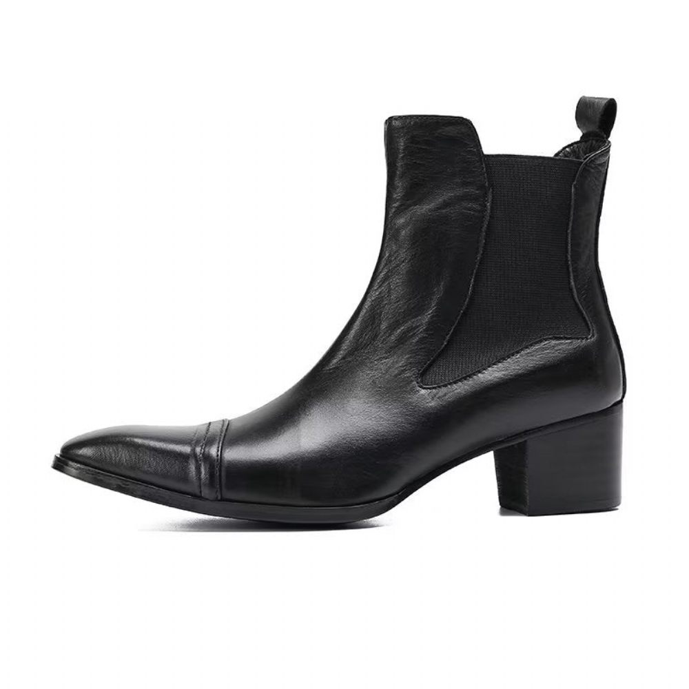 Bottes Pour Hommes Habillées Luxe Cuir À Texture Croco - Noir