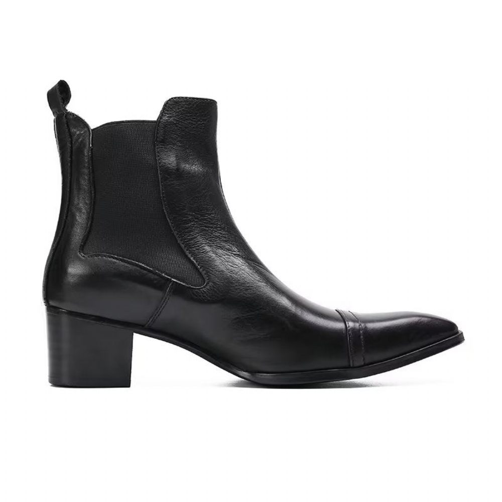 Bottes Pour Hommes Habillées Luxe Cuir À Texture Croco - Noir