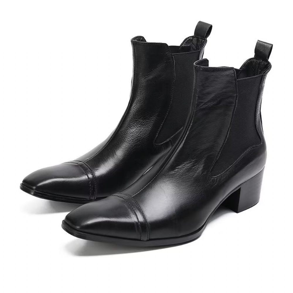 Bottes Pour Hommes Habillées Luxe Cuir À Texture Croco - Noir