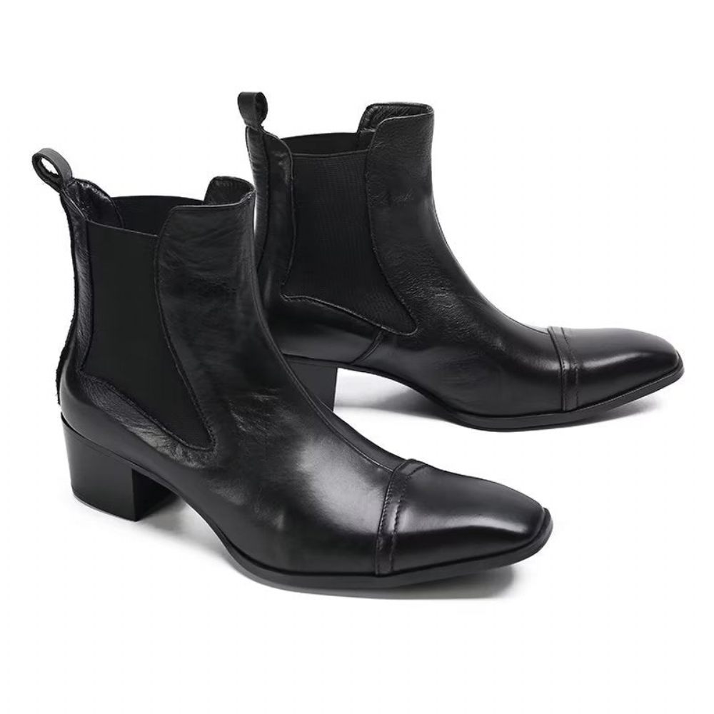 Bottes Pour Hommes Habillées Luxe Cuir À Texture Croco - Noir