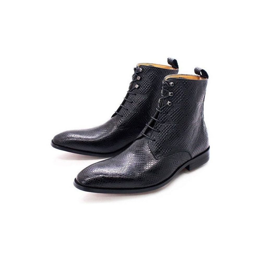 Bottes Pour Hommes À Lacets Montantes Chic Peau Serpent