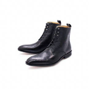 Bottes Pour Hommes À Lacets Montantes Chic Peau Serpent