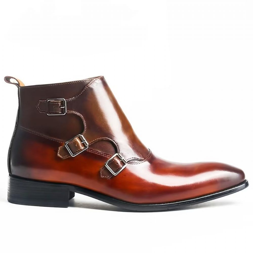 Bottes Pour Hommes Leisure Chic Bottines Cuir Vache - Café