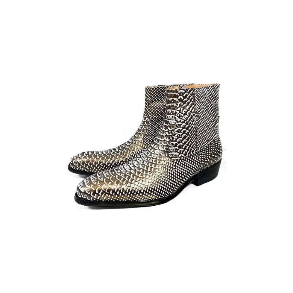 Bottes Pour Hommes Loisirs Zippées Cuir Vache Opulentes