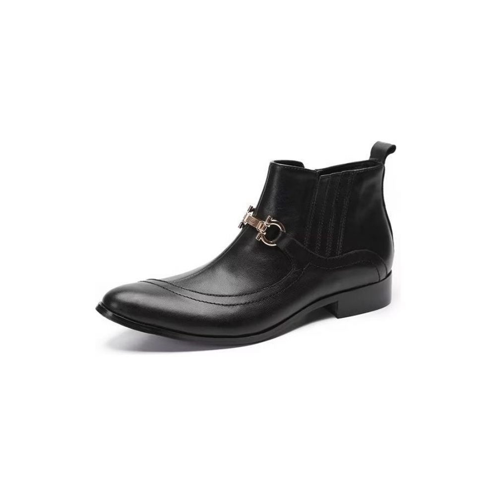 Bottes Pour Hommes Luxe Cuir Avec Détail Chaîne