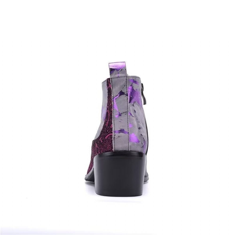 Bottes Pour Hommes Luxe À Motif Exotique Cuir Véritable - Violet