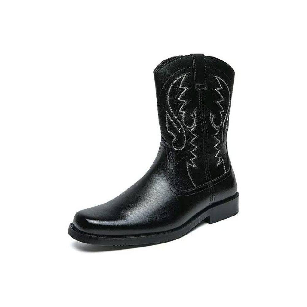 Bottes Pour Hommes Mi-mollet Luxe À Fermeture Éclair - Noir