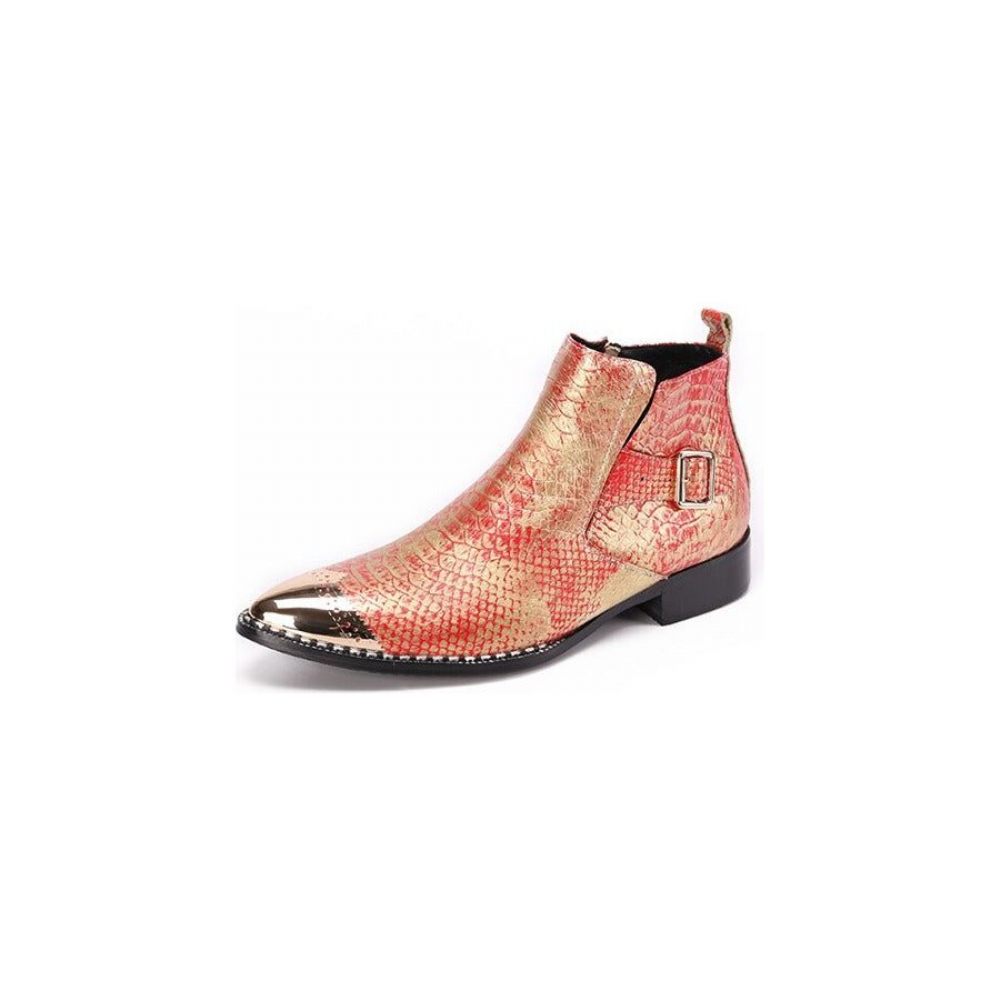 Bottes Pour Hommes Mocassins Habillés À Bout Pointu - Rouge