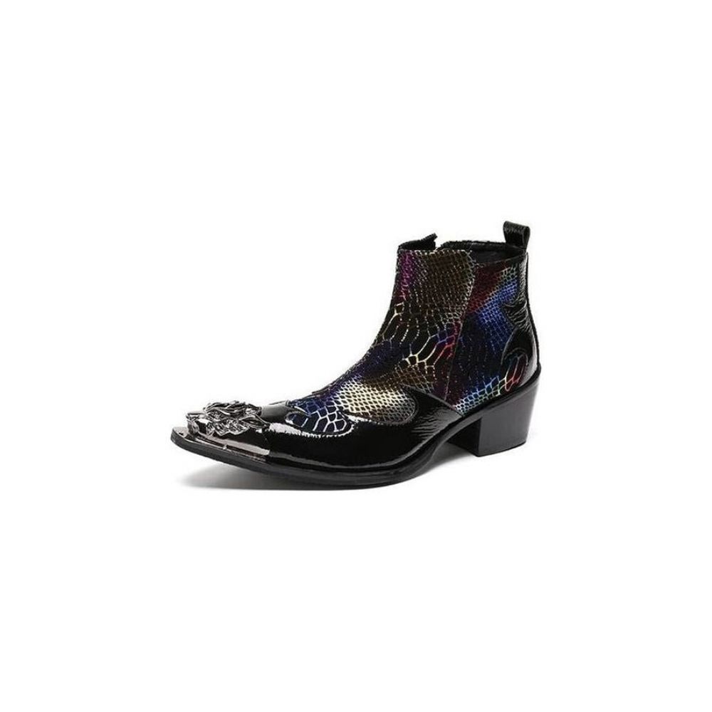 Bottes Pour Hommes Mocassins Habillés Cuir Style Serpent - Multicolore