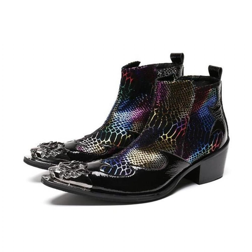 Bottes Pour Hommes Mocassins Habillés Cuir Style Serpent - Multicolore