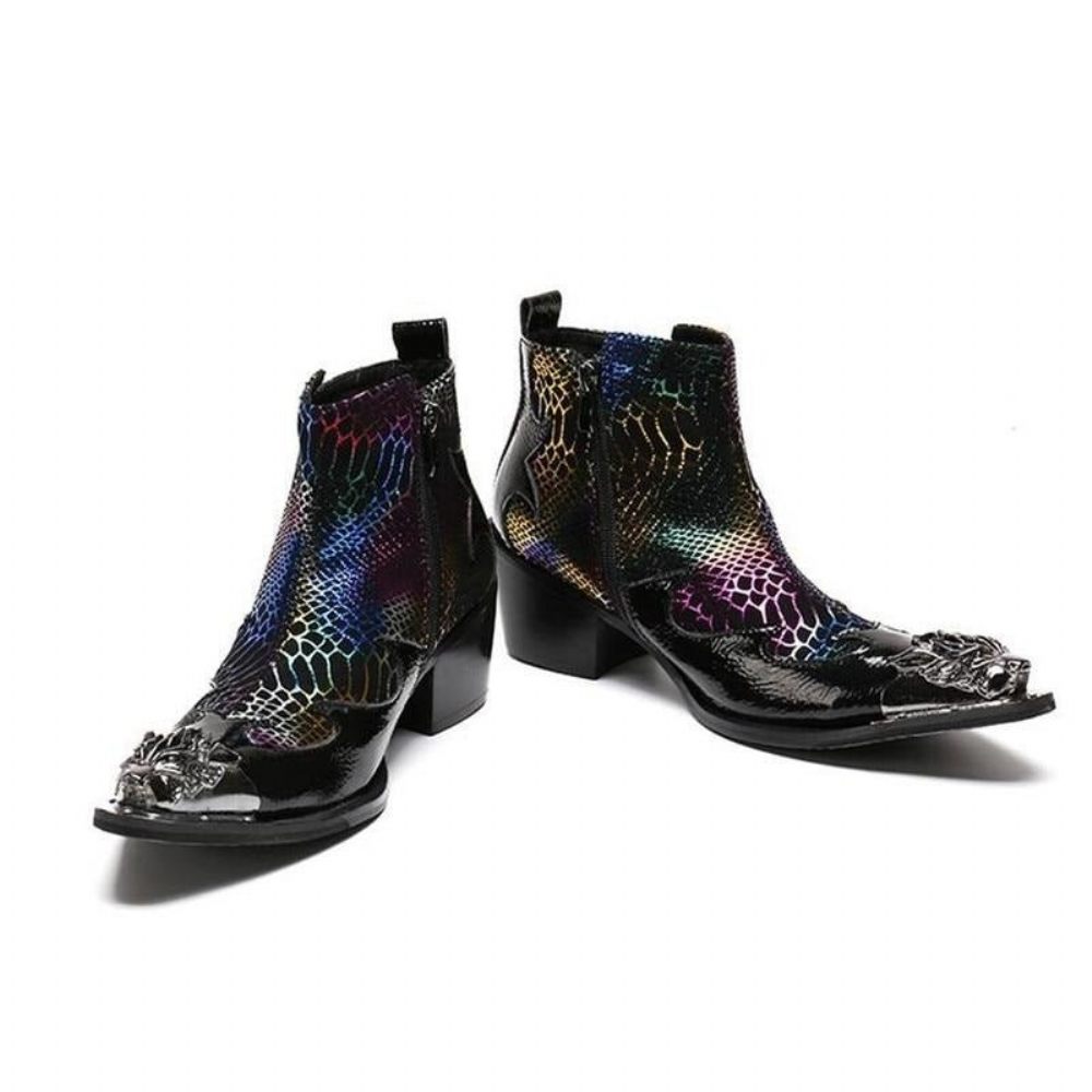 Bottes Pour Hommes Mocassins Habillés Cuir Style Serpent - Multicolore