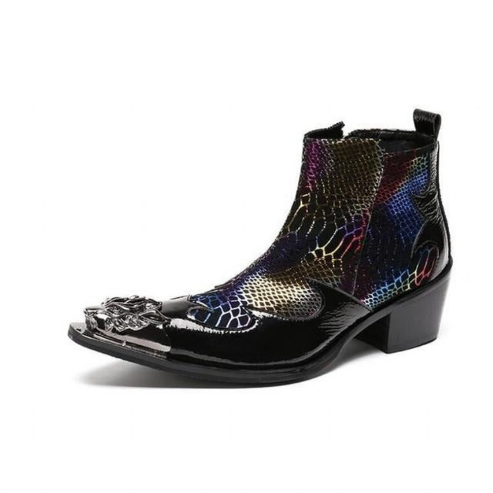 Bottes Pour Hommes Mocassins Habillés Cuir Style Serpent - Multicolore