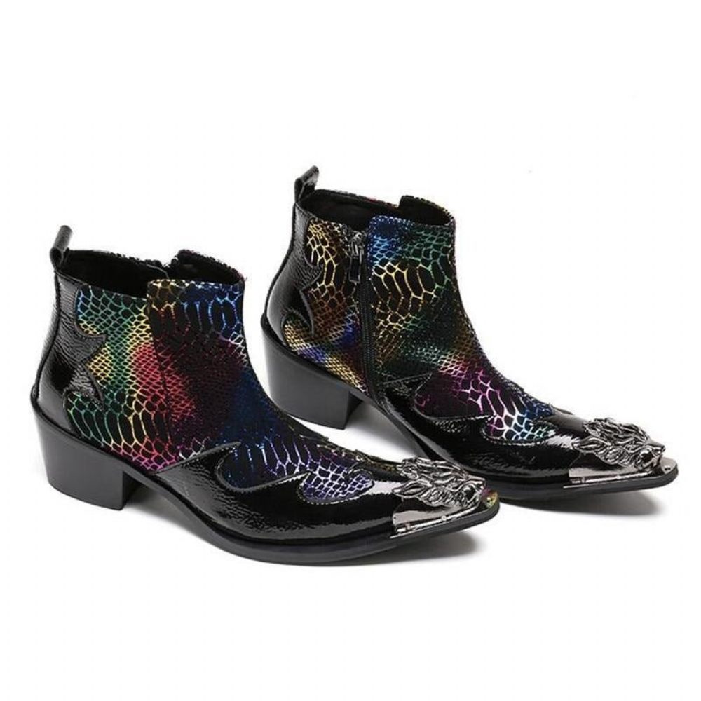 Bottes Pour Hommes Mocassins Habillés Cuir Style Serpent - Multicolore