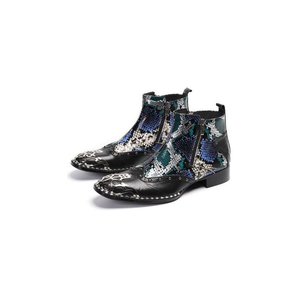 Bottes Pour Hommes Mocassins Habillés Peau Serpent Motolux - Multicolore