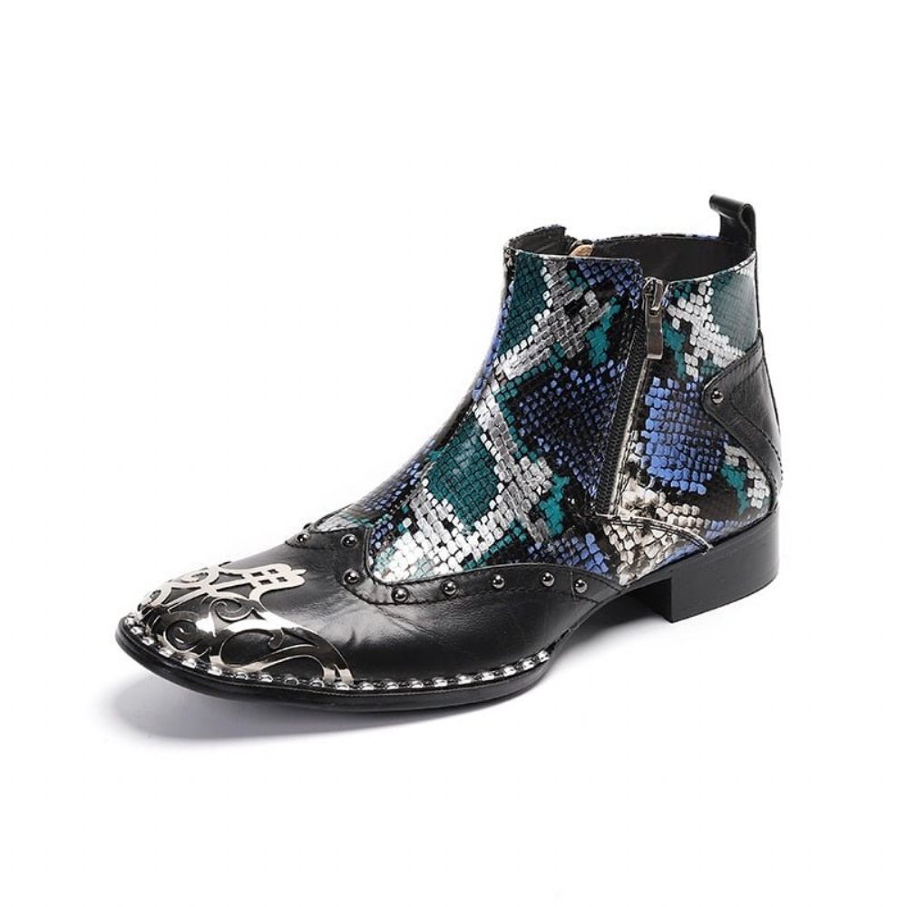 Bottes Pour Hommes Mocassins Habillés Peau Serpent Motolux - Multicolore