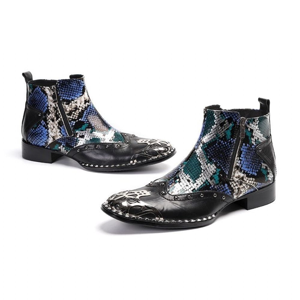 Bottes Pour Hommes Mocassins Habillés Peau Serpent Motolux - Multicolore