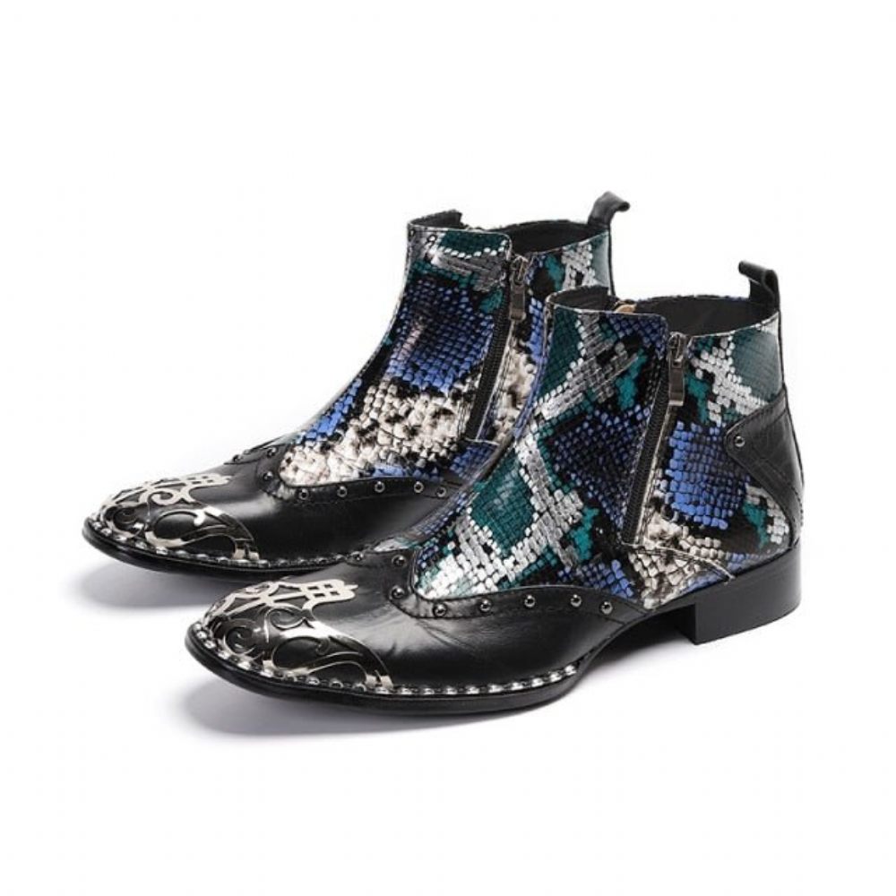 Bottes Pour Hommes Mocassins Habillés Peau Serpent Motolux - Multicolore