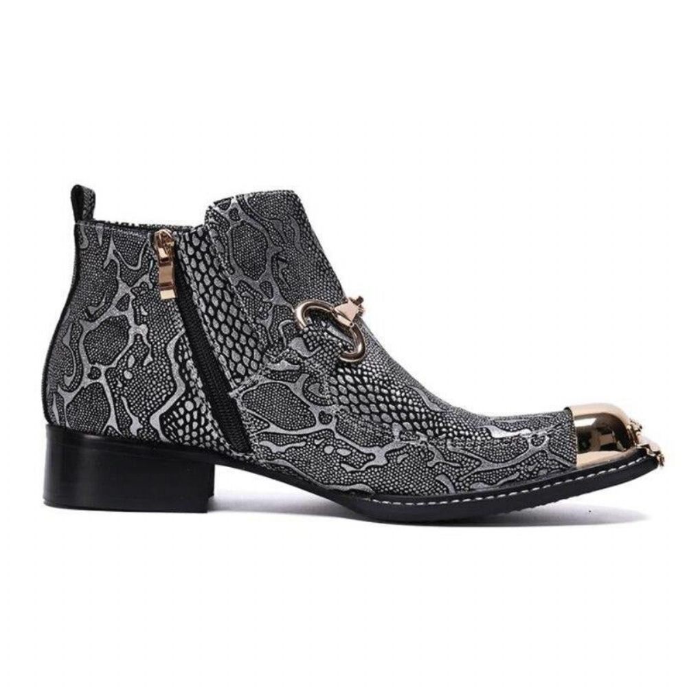 Bottes Pour Hommes Mocassins Habillés Serpenté - Argent