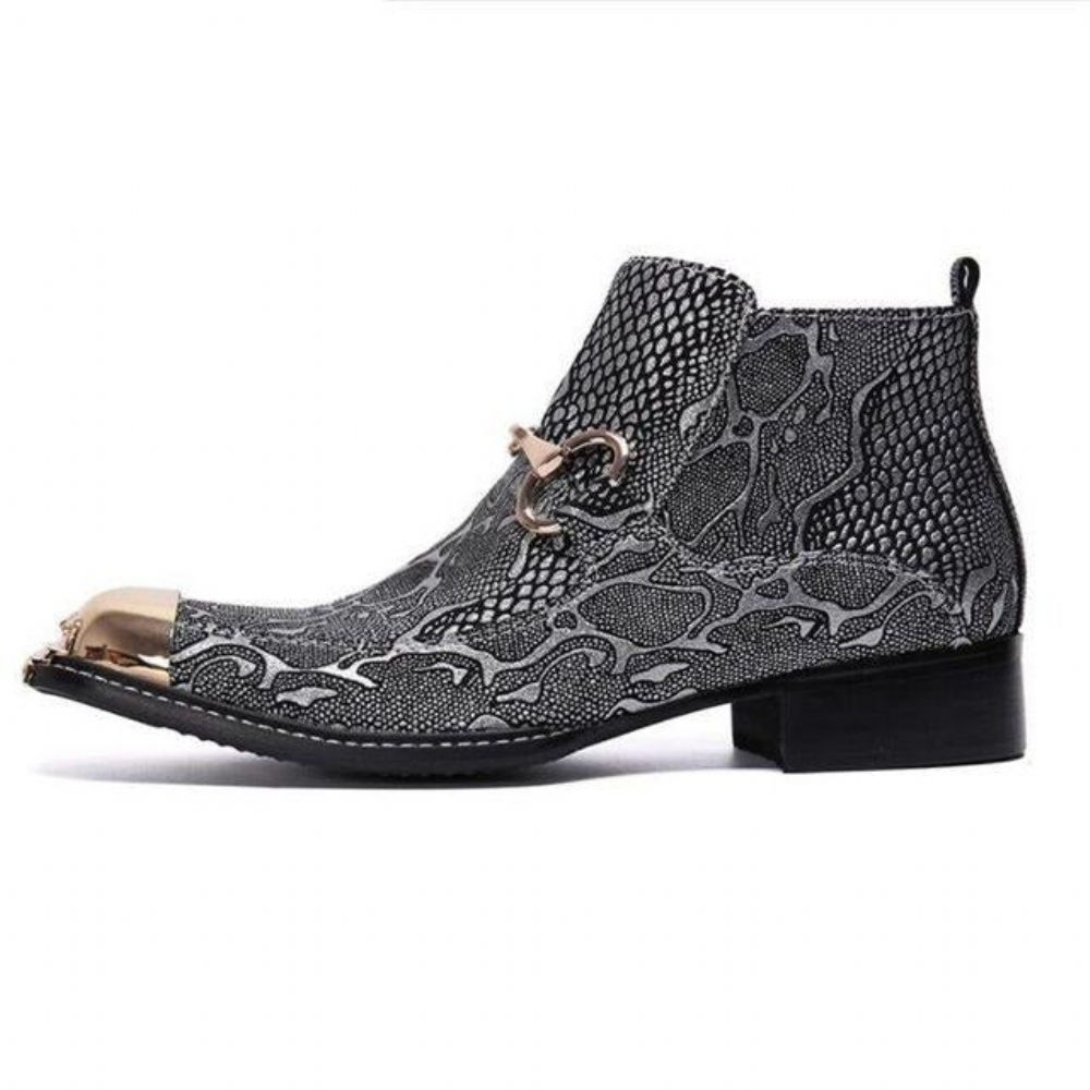 Bottes Pour Hommes Mocassins Habillés Serpenté - Argent