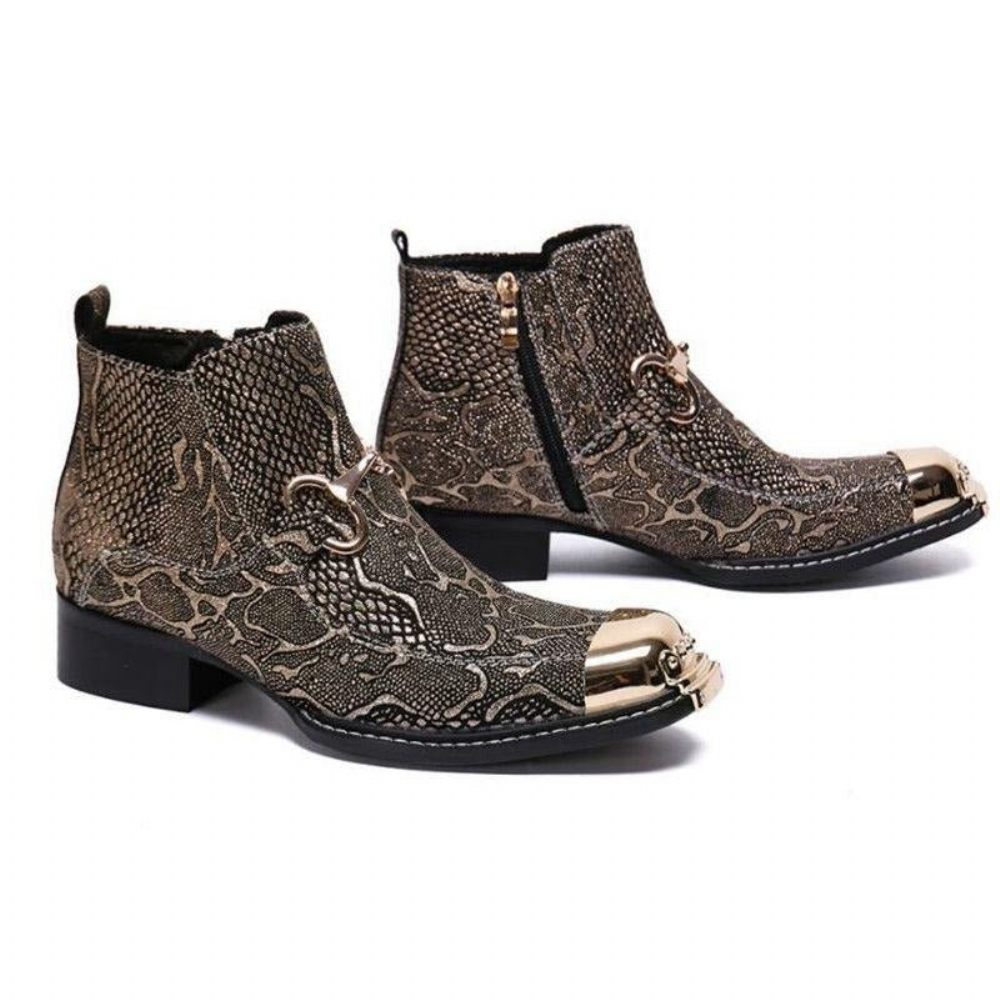 Bottes Pour Hommes Mocassins Habillés Serpenté - Or