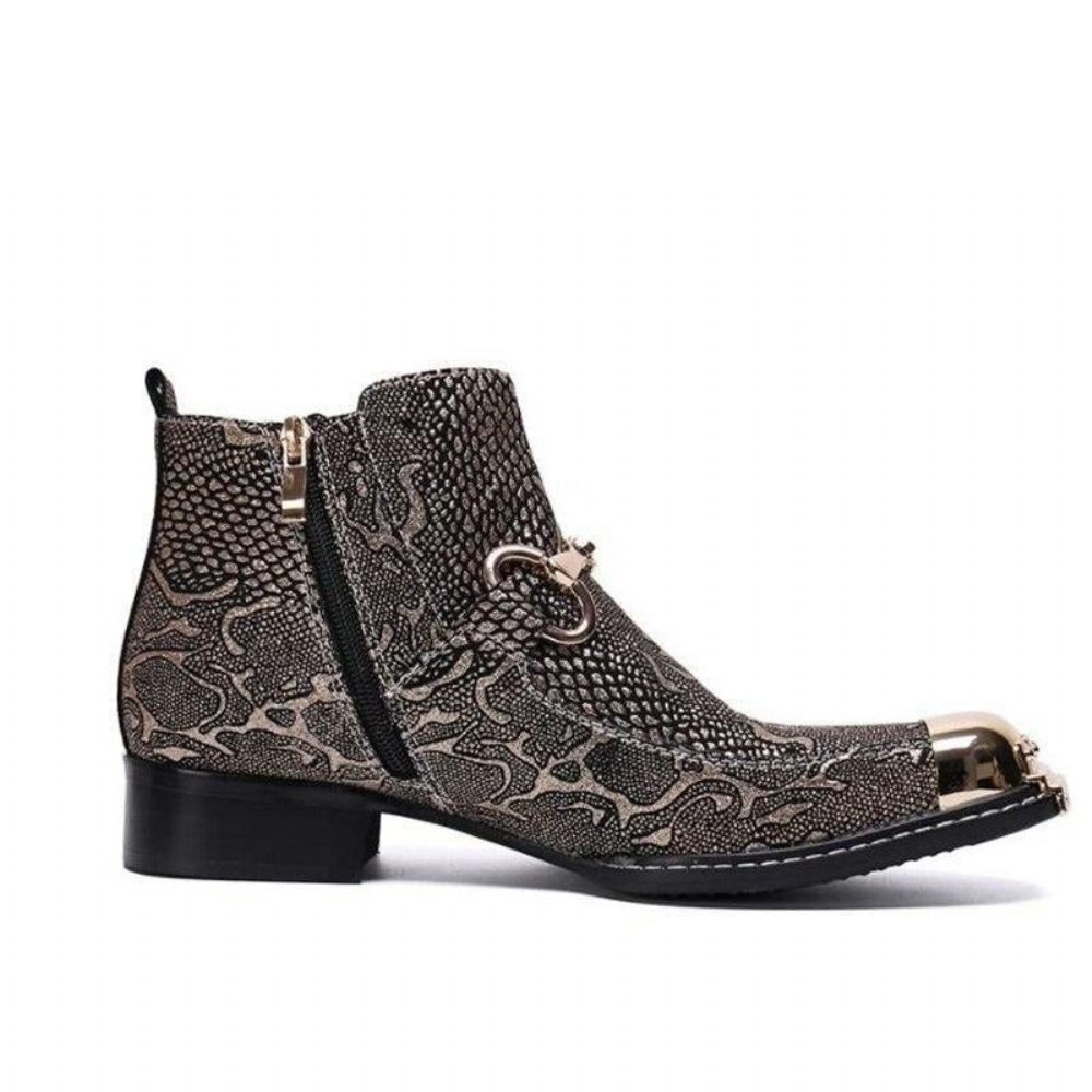 Bottes Pour Hommes Mocassins Habillés Serpenté - Or