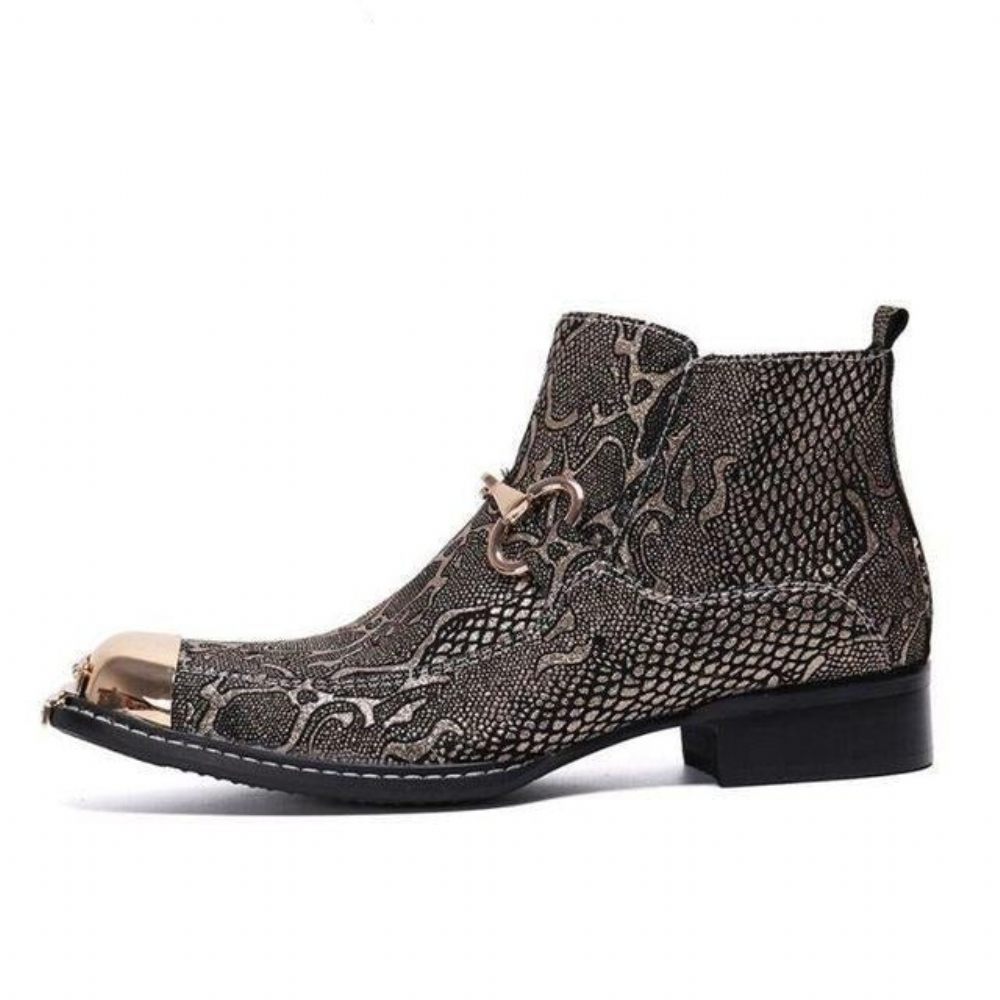 Bottes Pour Hommes Mocassins Habillés Serpenté - Or