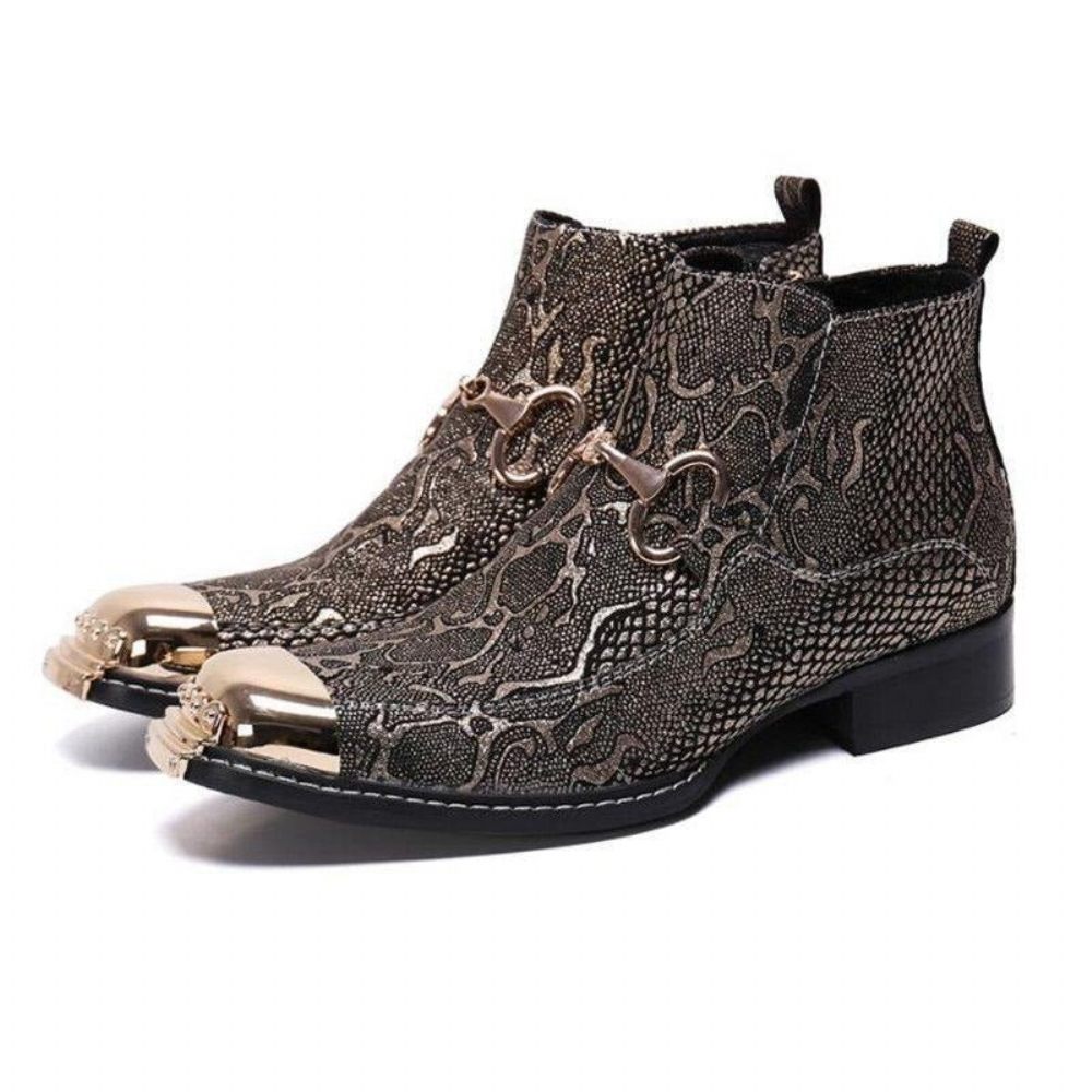 Bottes Pour Hommes Mocassins Habillés Serpenté - Or