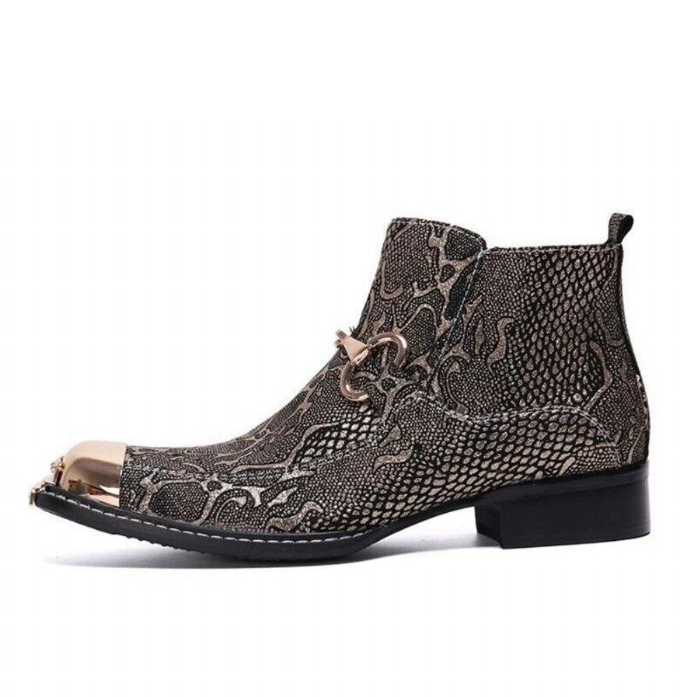 Bottes Pour Hommes Mocassins Habillés Serpenté - Or