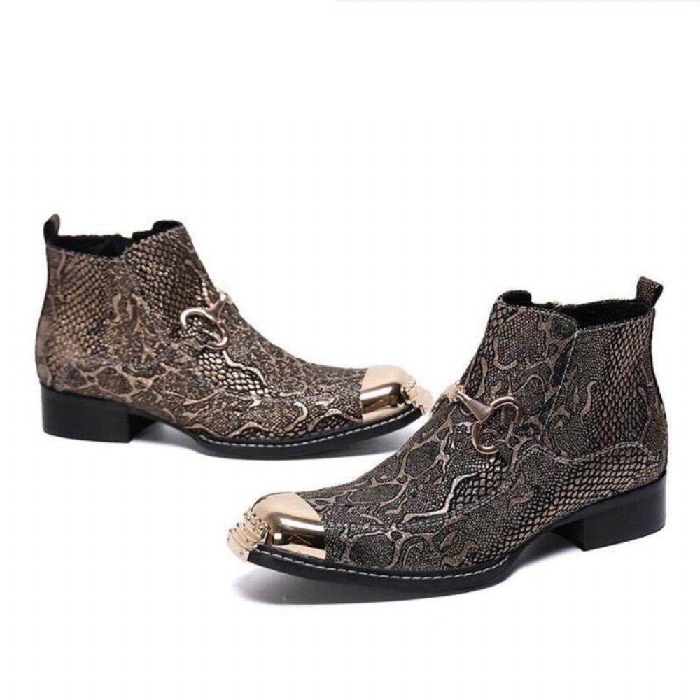 Bottes Pour Hommes Mocassins Habillés Serpenté - Or