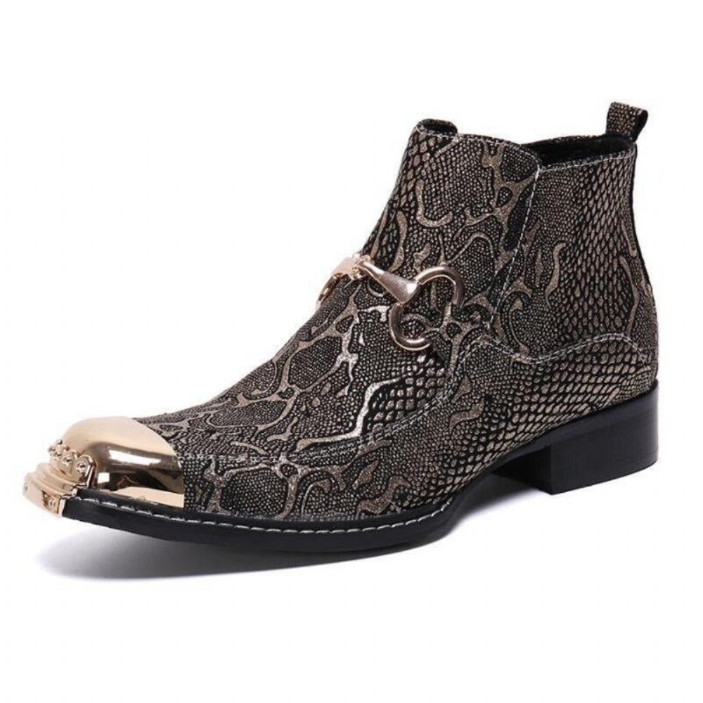 Bottes Pour Hommes Mocassins Habillés Serpenté - Or