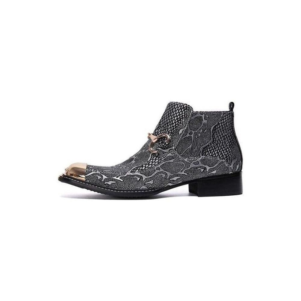 Bottes Pour Hommes Mocassins Habillés Serpenté - Argent