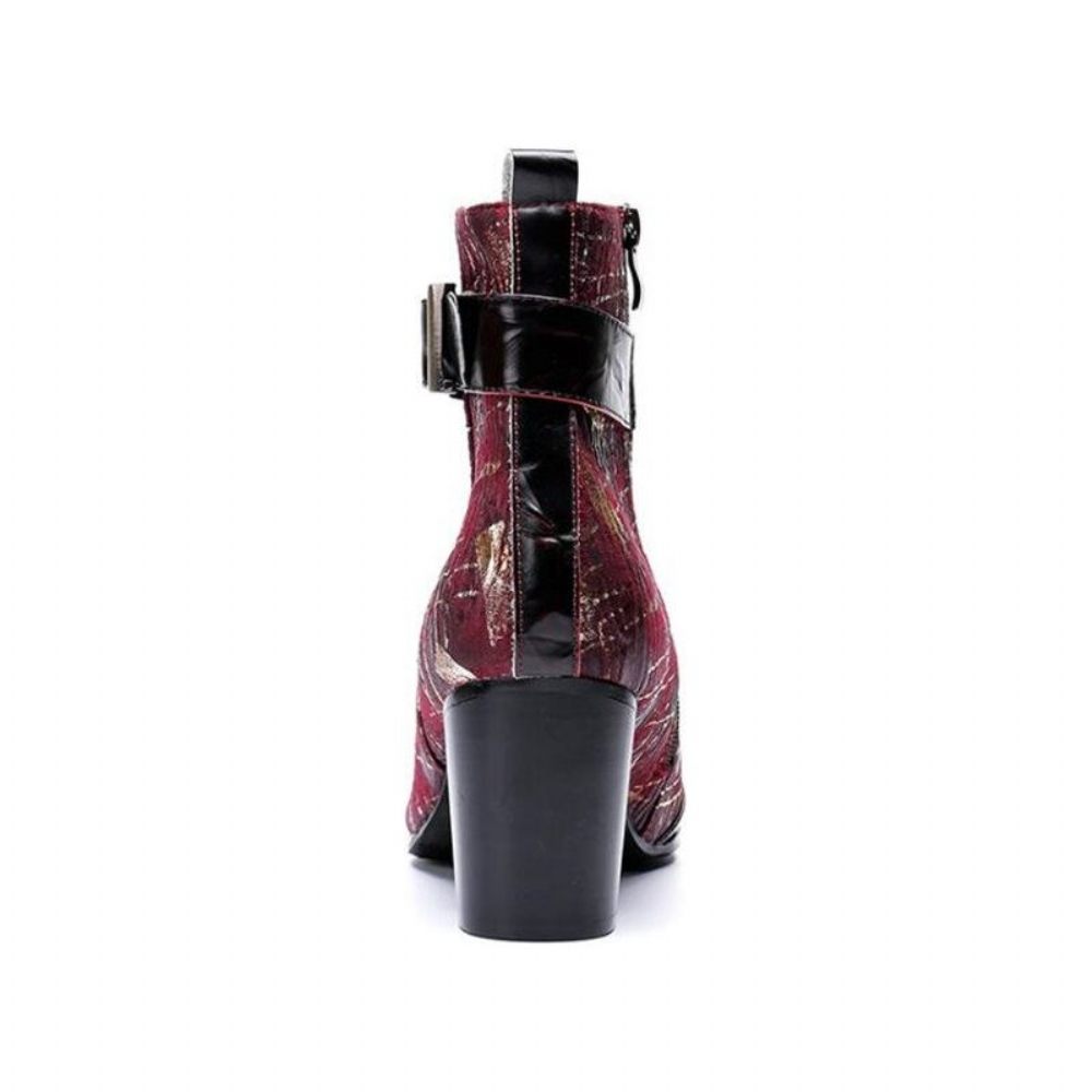 Bottes Pour Hommes Mocassins Mariage À Talons Hauts - Rouge