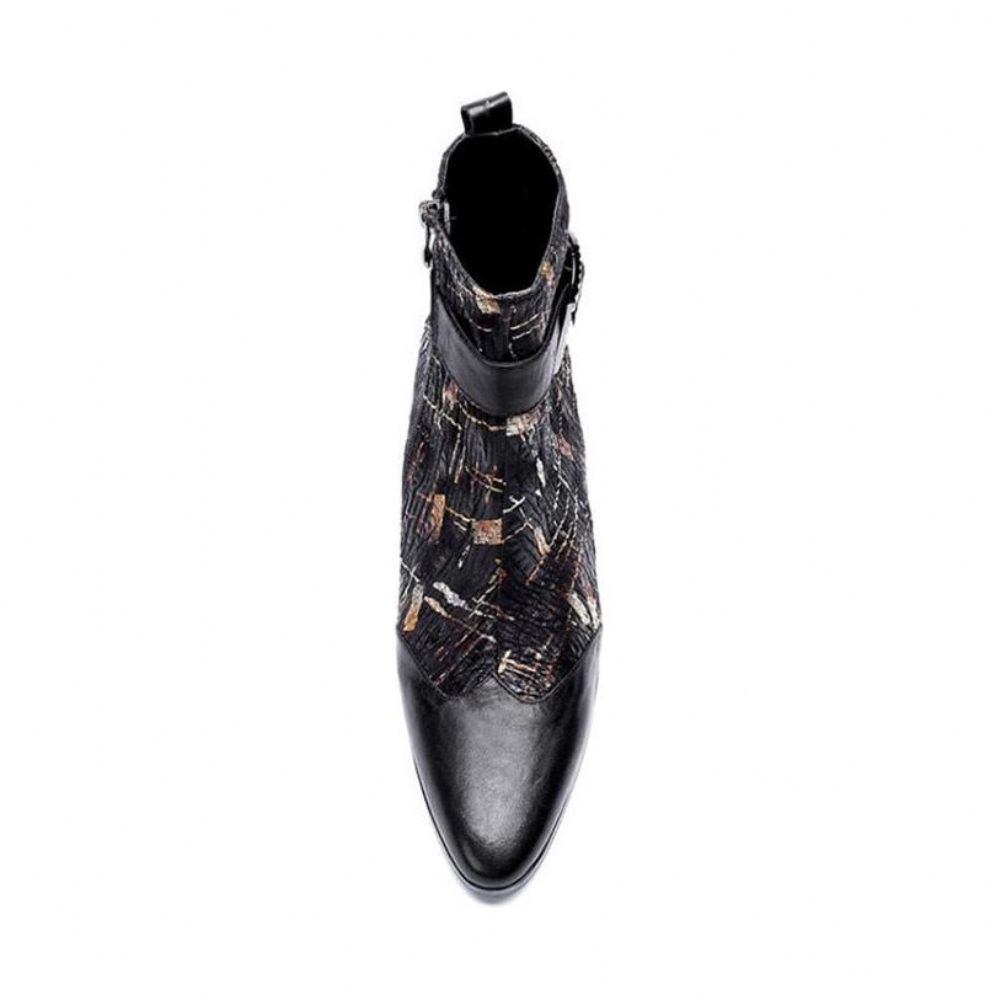 Bottes Pour Hommes Mocassins Mariage À Talons Hauts - Noir